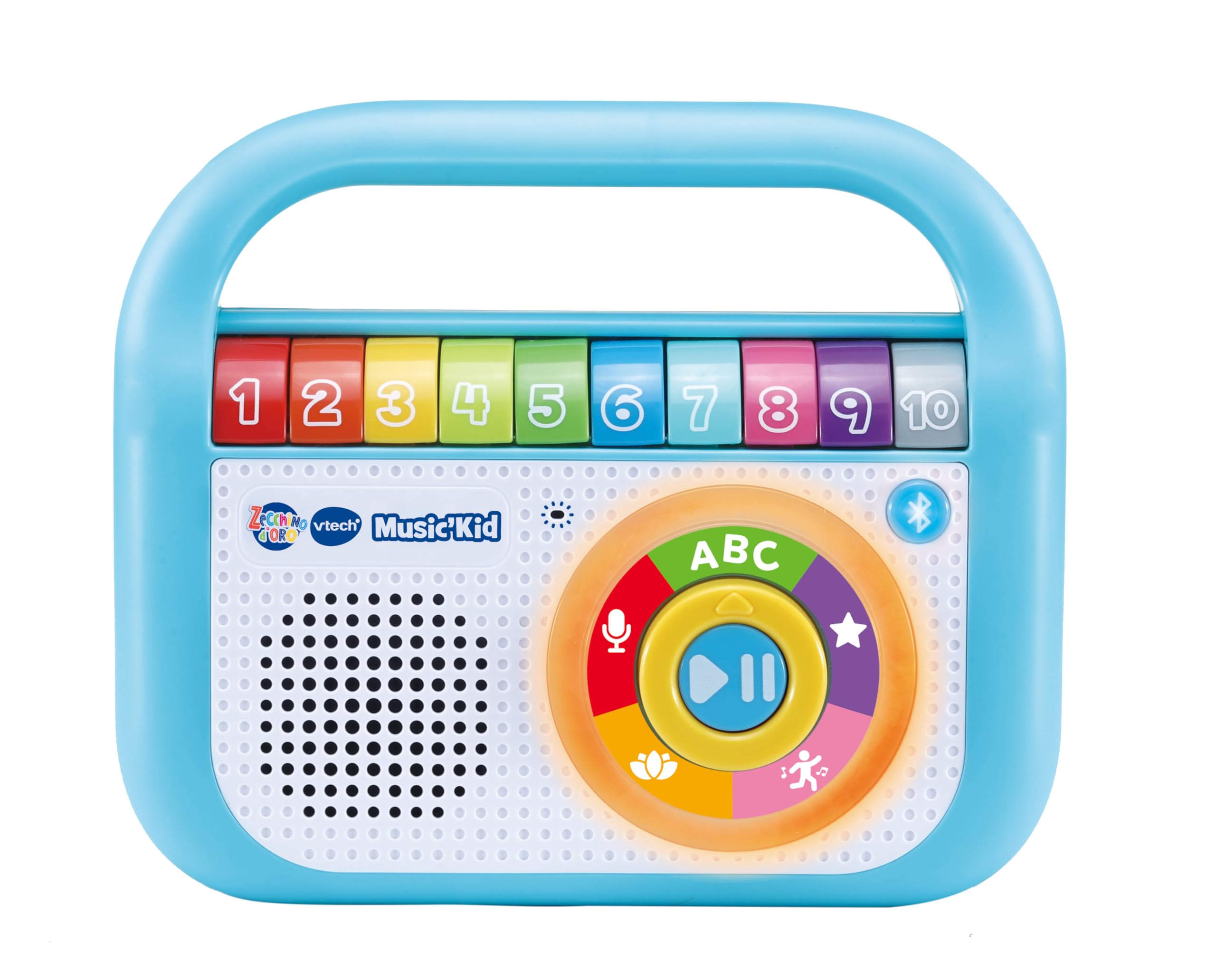 VTech Music'Kid ze złotą szynką, odtwarzacz MP3 dla dzieci z 40 oryginalnymi piosenkami ze złotego kleika, tryb nagrywania, odtwarzacz Bluetooth dla dzieci, język włoski, baterie w zestawie, 2-6 lat