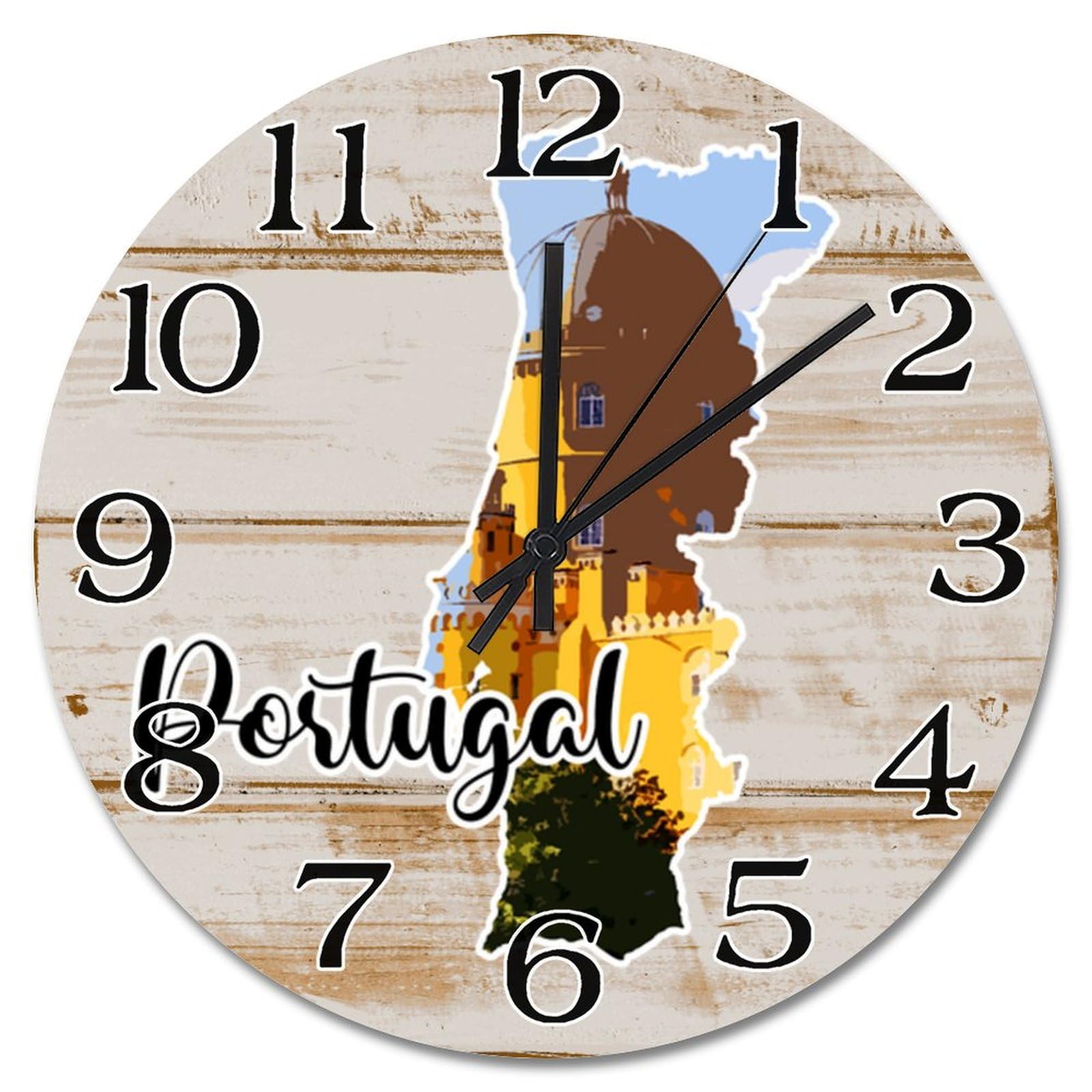 Horloge murale Portugal de 30,5 cm silencieuse à piles pour décoration salon