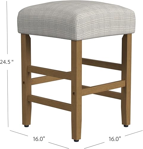 Miniatura 3 de HomePop Home Decor - Taburete de bar clásico con respaldo abierto, altura de mostrador, 24 pulgadas, con cojín abovedado, patrón de mini rejilla