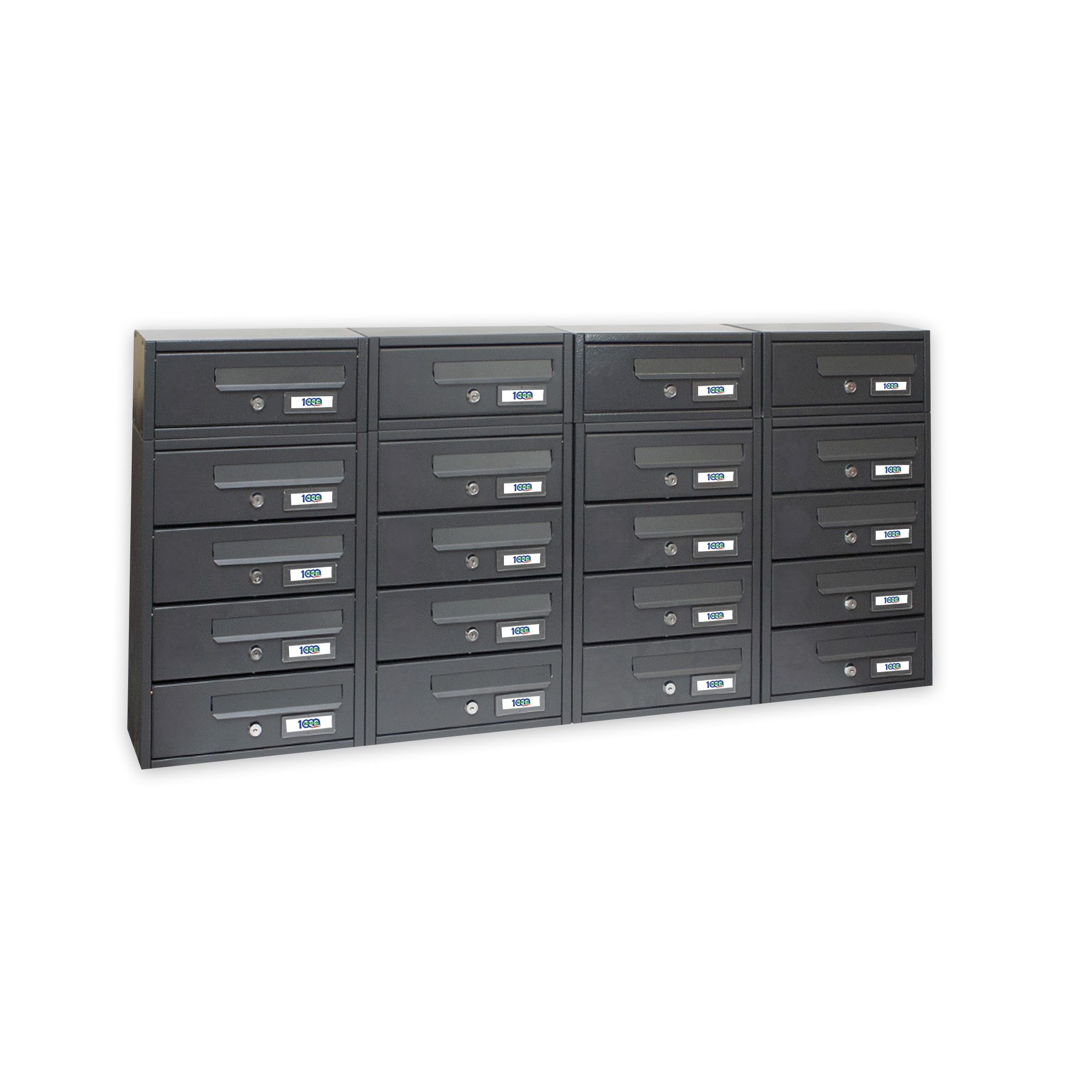 Buzón de correos para edificios condominiales de 20 plazas, 150 x 17 x 42 cm, modelo modular