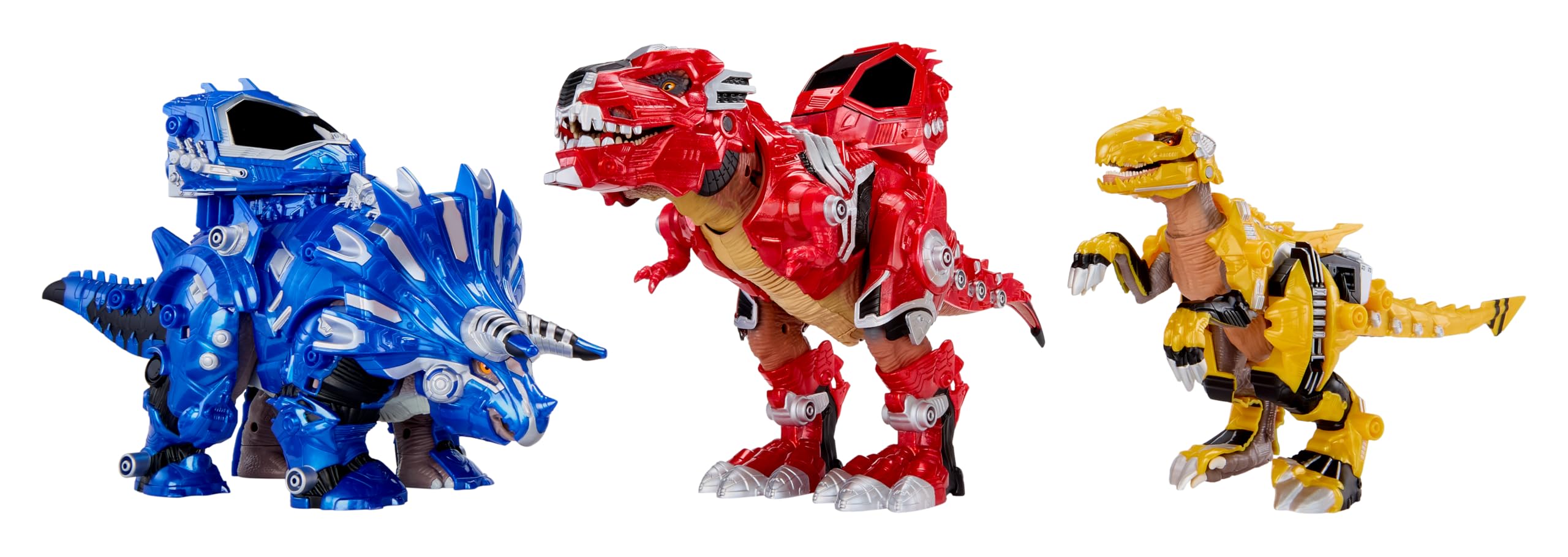 Armor-Up Triceratops dinosauro Cobalt - Action figure, 7 pezzi di armatura rimovibili con azione “morso” attivata dalla coda, adatto a bambini dai 6 anni in su