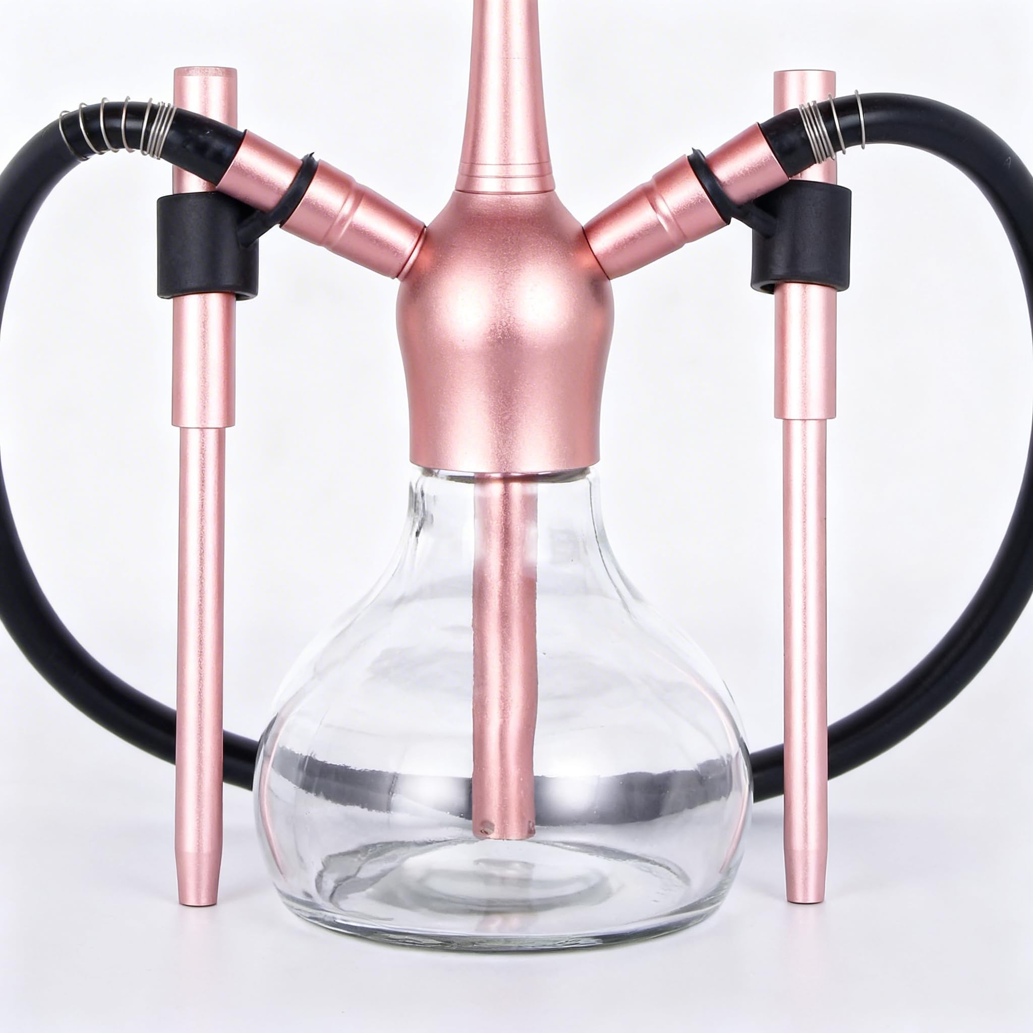 RMAN® Shisha Set Komplett Aluminium 37cm Mini Wasserpfeife mit 2 Schläuche | Deutschland, Tasche, Premium Zubehör, Zange, Kopf Set, Mundstück, Tauchrohr, Diffusor & Acryl Bowl, Glasflasche, Rosa