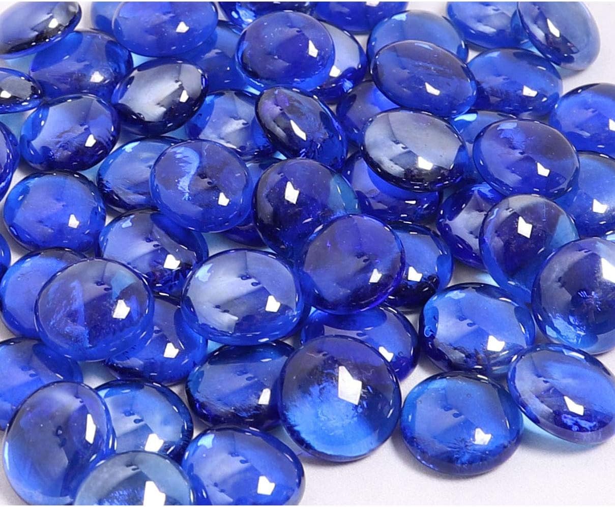 KIBOW 10-Pound Pack Fire Glass Beads Fire Glass Drops for Gas Fire Pit, 3/4 Inch-Cobalt Blue