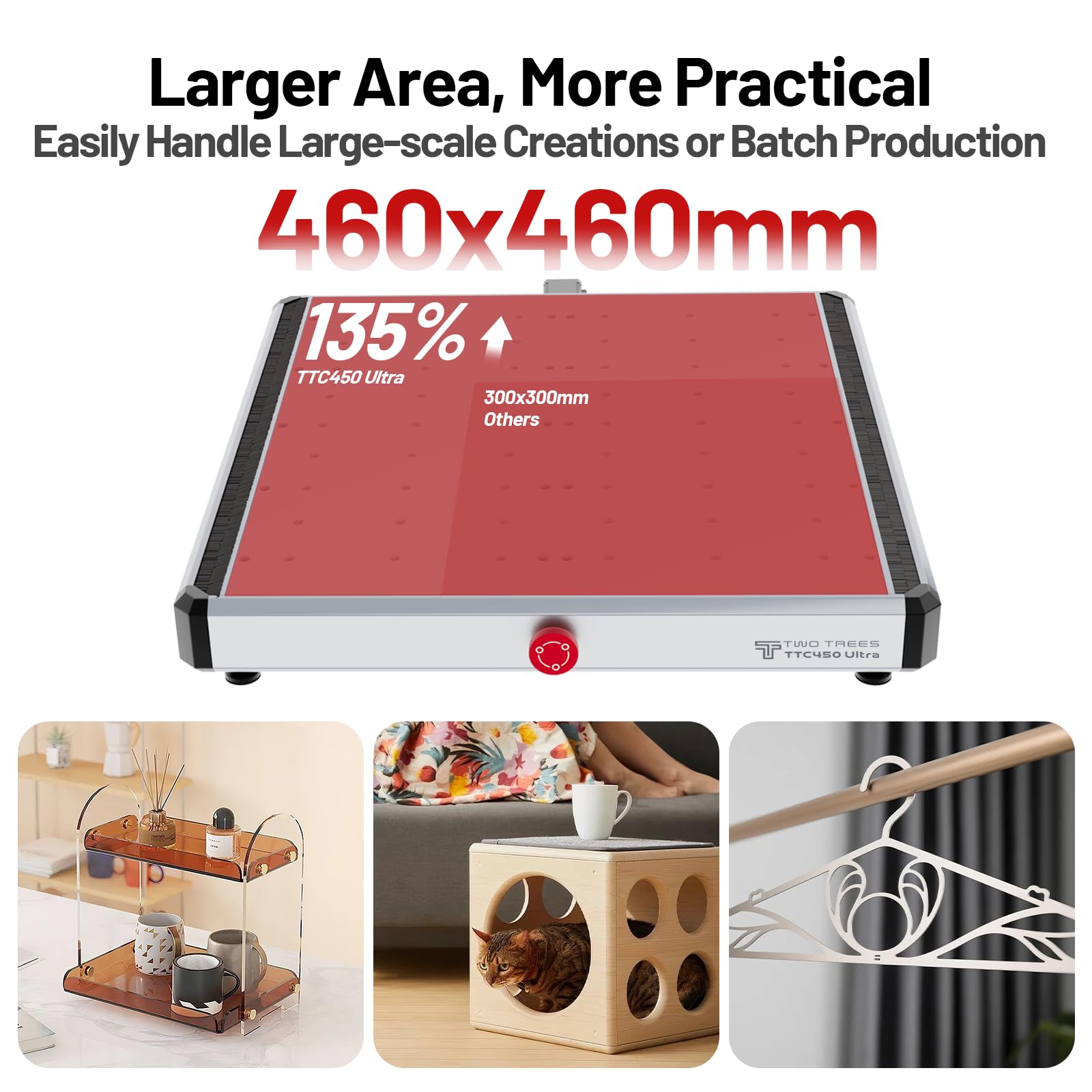 Twotrees TTC450 Ultra 500W CNC Fräsmaschine, 800W Frässpindel, 20W Lasermodul, M1 Staubabsaugung, CNC Drehachse, mit 3,5 Zoll Touchscreen Controller, Gravurmaschine für Metall, Aluminium, Holz