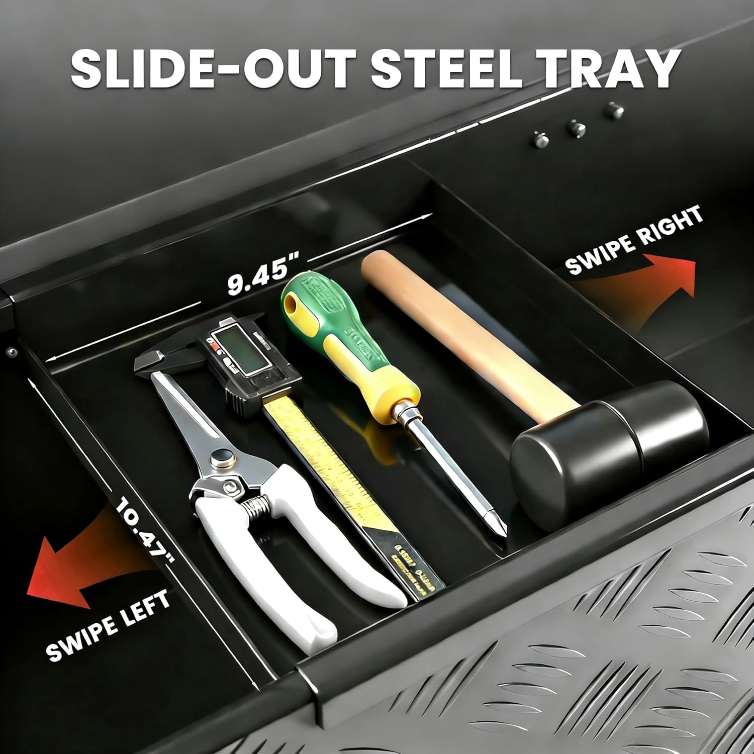 39 Inch Truck Tool Box, 39" x 13" x 10" Aluminum Trailer Tool Box with Lock & Keys and Removable Steel Tray, Heavy Duty Lockable Waterproof Storage Box for Pickup Bed, Trailer, RV, ATV, Black