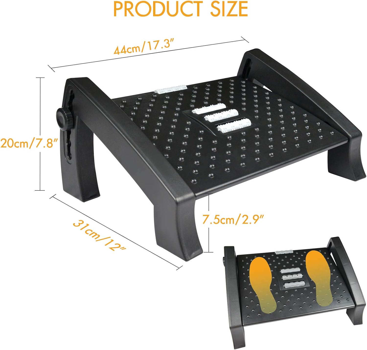 SurmountWay Adjustable Foot Rest for Under Desk at Work,Upgrade Widened Panel Office Footrest with Massage Texture and Roller,Ergonomic Foot with 6 Height Position, Max-Load 40Lbs Footrest for Home : Office Products