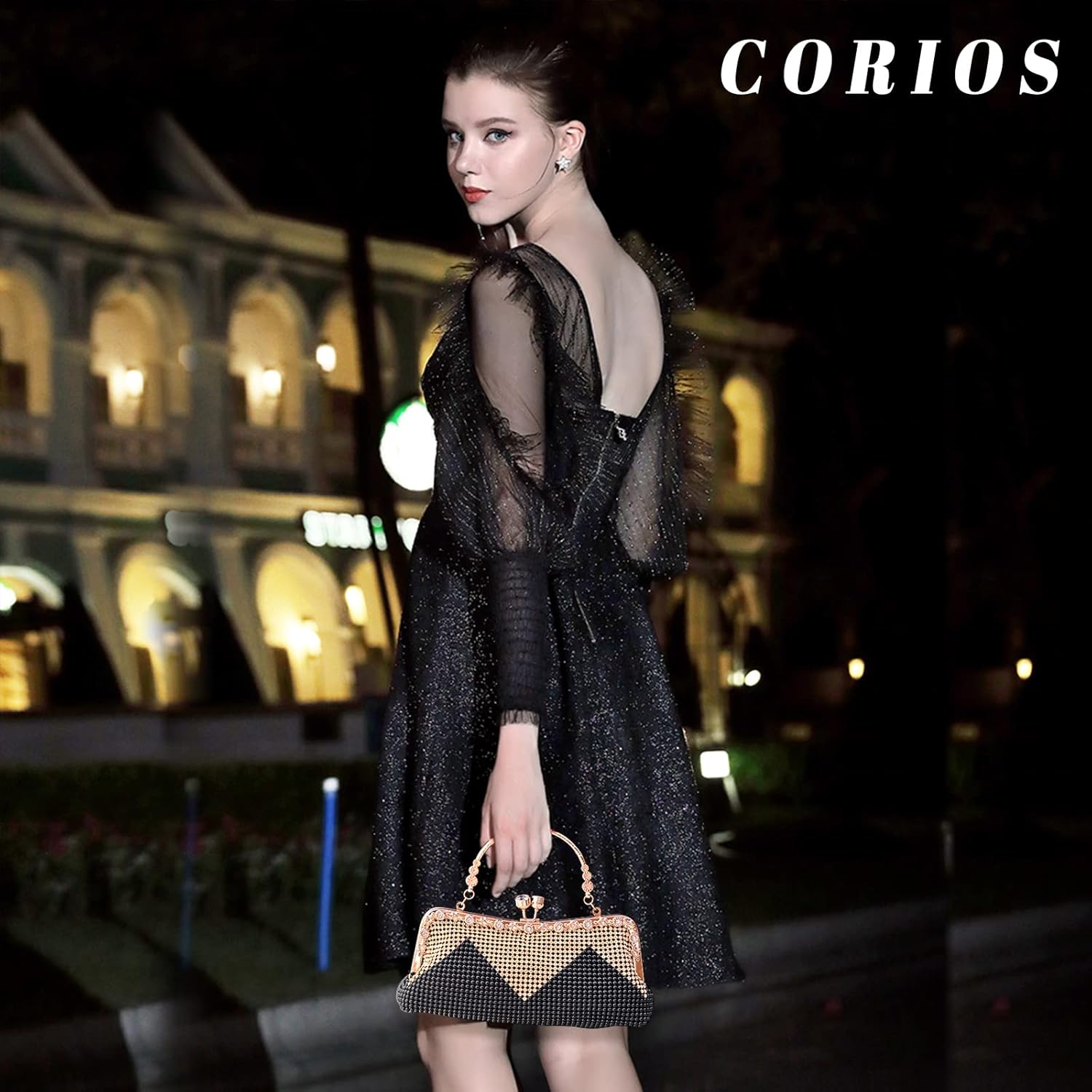 CORIOS Women's Evening Clutch Bag Rhinestones Purse Ladies Crystal Handbag
