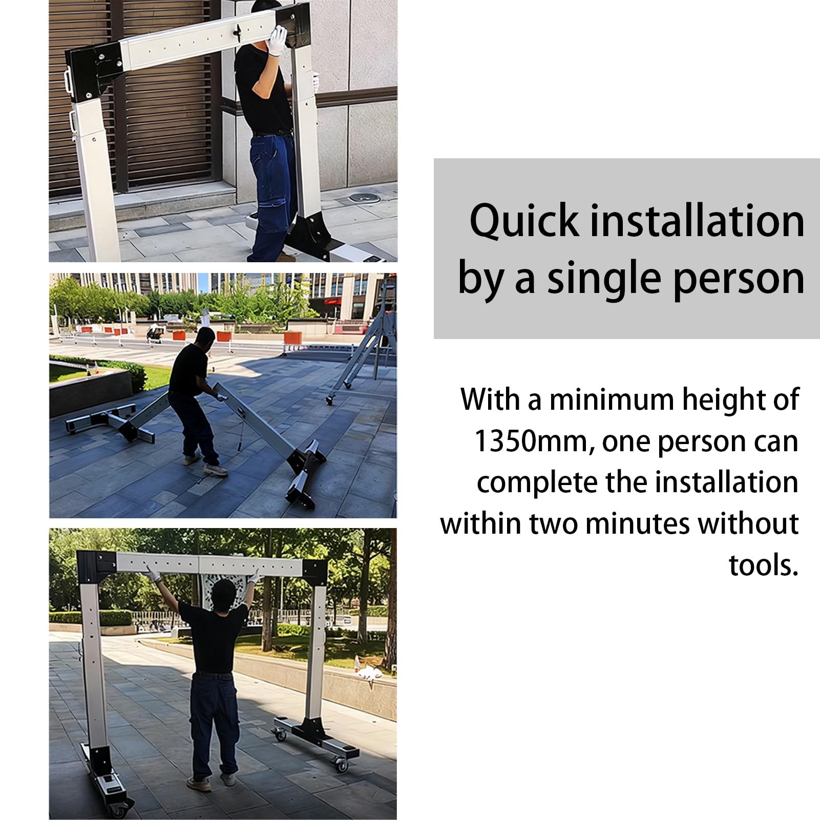 Grue portique portable en aluminium, palan d'atelier mobile, capacité de levage de 551 à 4409 livres, idéale for les espaces étroits et les terrains accidentés.(S,2000kg(4409 lb))
