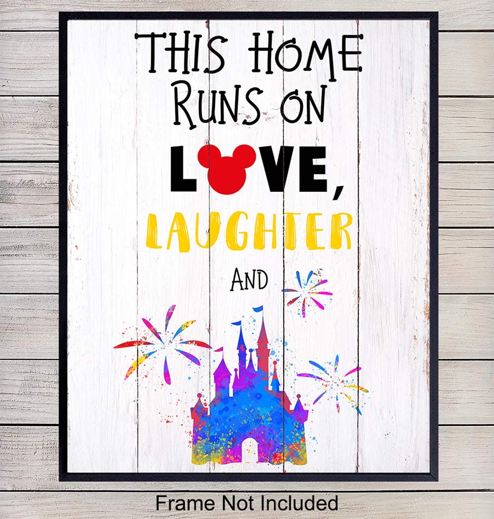 Disney Mickey Mouse Typography Art Print - Inspirational Wall Art Poster - Unique Home Decor for Boys, Girls, Kids Room- Gift for Moms, Dads, Disney World, Disneyland Fans - 8x10 Photo Unframed