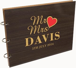 Darling Souvenir Personalized Engraved Laser Cut Wedding Guest Book Wooden Cover Sign-in Book Registry Guestbook Scrapbook-8L