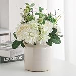 Vase de fleurs rustique en céramique pour pièces centrales, cuisine, bureau ou salon (blanc, 5.9''x 6.3”)