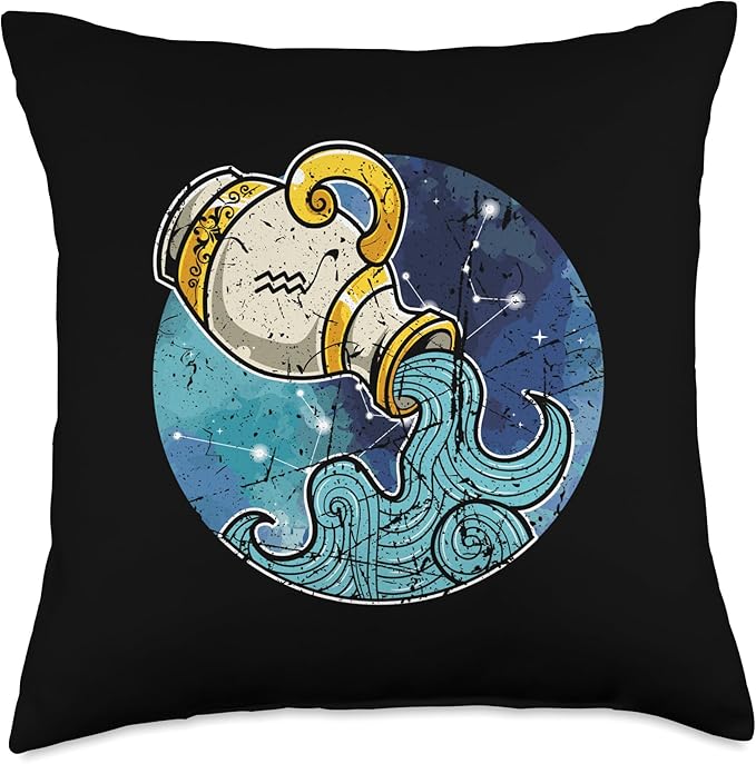 Aquarius Zodiac Sign Birth Signs Astrological Horoscope Throw Pillow