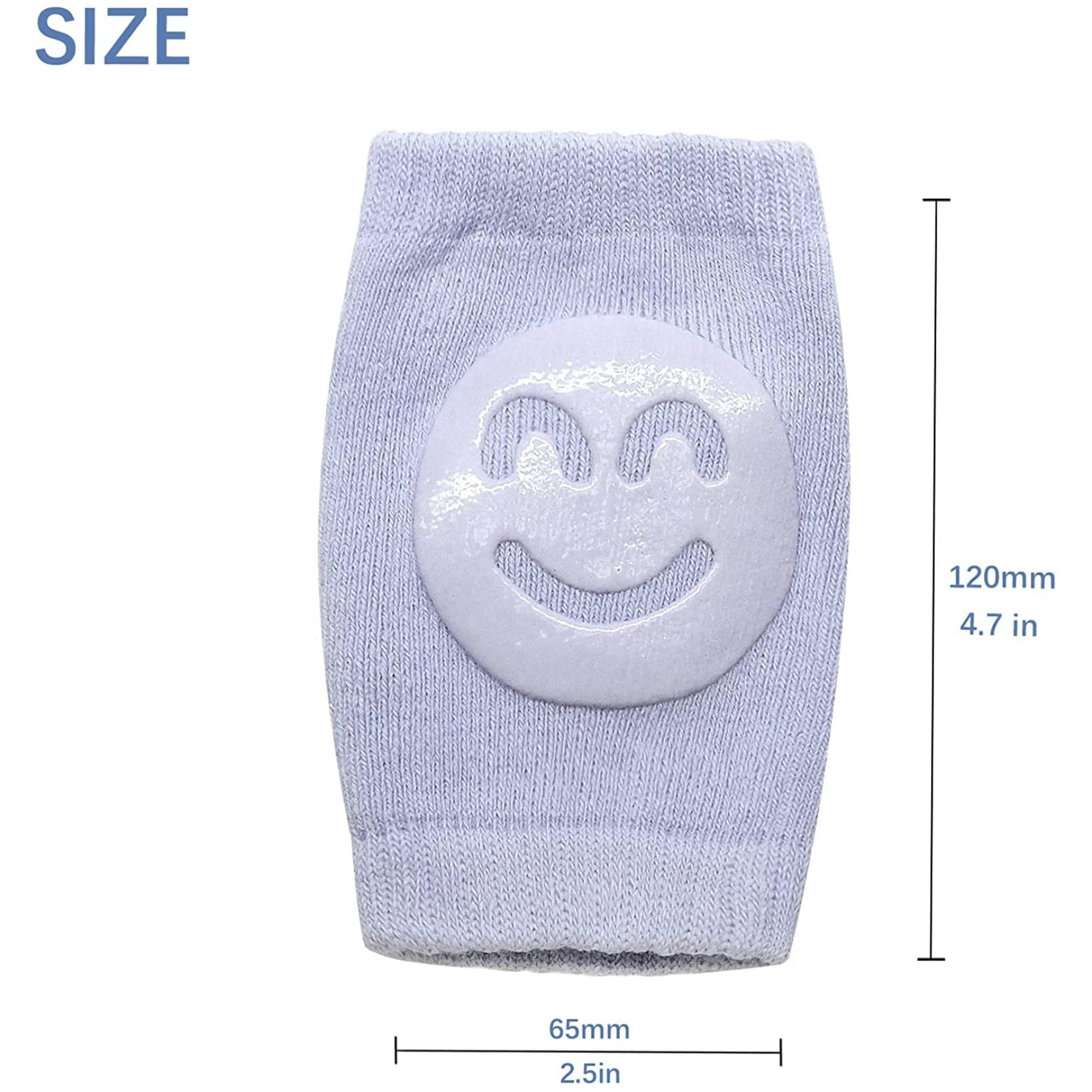 Felofix 2 Pairs Smiley Baby Knee Pads For Crawling Toddler Leg Warms Non-slip Anti-Friction Socks For Crawling 6-24 Months Babies 2