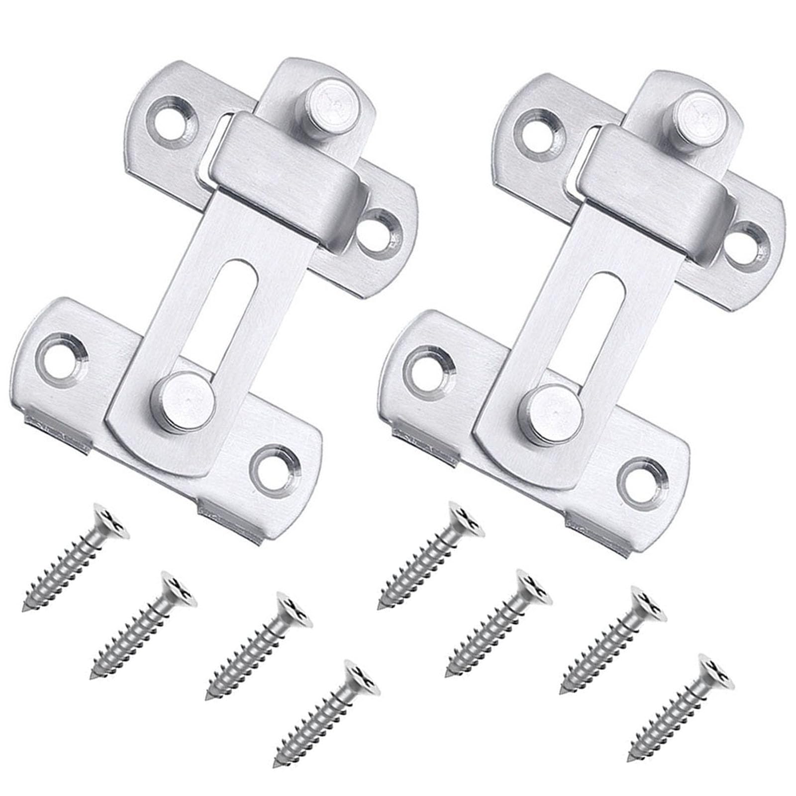 Qinsky Silber Flip Latch,2 PCS Flip Slide Latch Hardware Edelstahl Flip Latch Türverriegelung Schiebeschloss 180 Grad Flip Schiebetor Riegel für Türen Fenster Badezimmer Schrank Schubladen