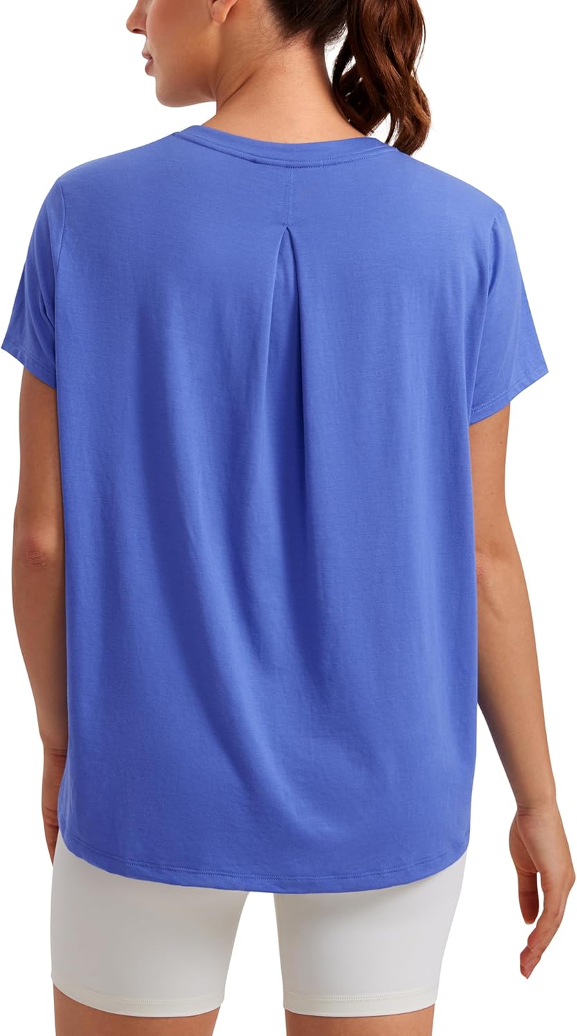 CRZ YOGA Short Sleeve Yoga Tops for Women Soft Loose Casual Flowy Shirts Crew Neck Workout Basic T-Shirt