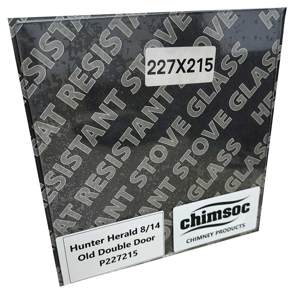 Chimsoc Clear Replacement Stove Glass - Hunter Herald 8/14 (Old) Double Door/Midi 14 / Woodburner Medium (227Mm X 215Mm Rectangular)