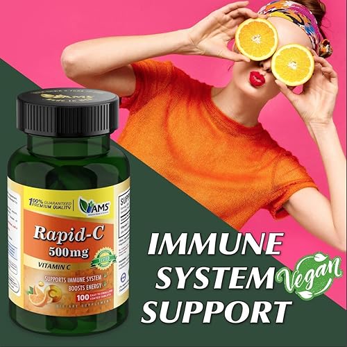 Miniatura 7 de America Medic & Science Rapid-C - Suplemento de vitamina C de 500 mg (paquete de 3 100 tabletas), refuerzo de energía, apoyo diario del sistema