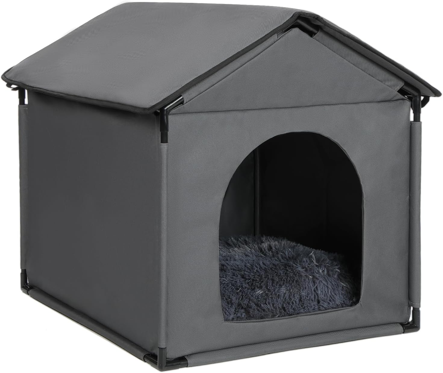 Large Cat & Medium-Small Dog House Soft Indoor with Internal Size 22x20x18in for Beagle French Bulldog Welsh Corgi, Small Pet House with Soft Cushion, Oxford Fabric, 24x22x24in, Gray L/22x20x18in/Large Cats/Medium-small Dogs
