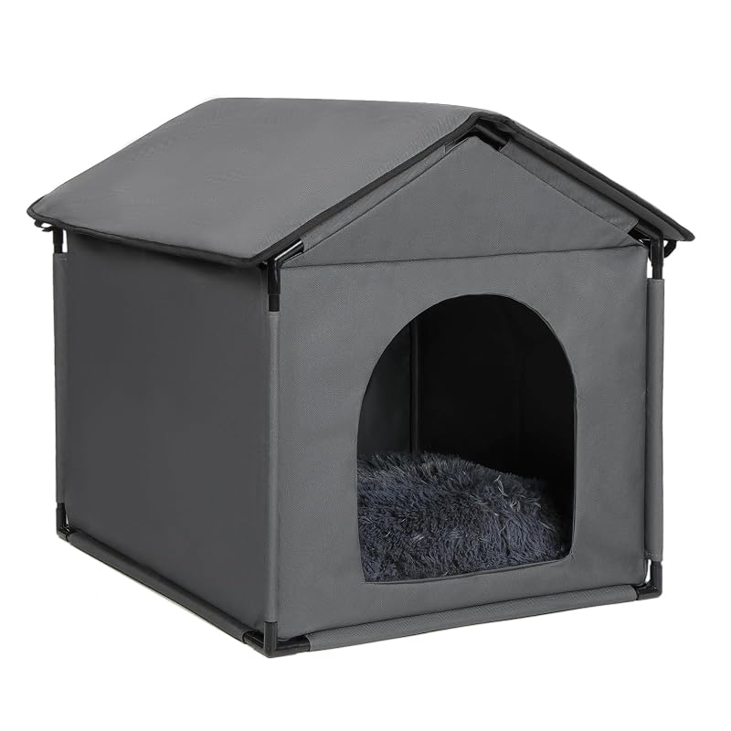 Casa para Gatos e Cães Pequenos LOOBMBNS com Almofada Macia e Estrutura Estável, 61 x 56 x 61 cm