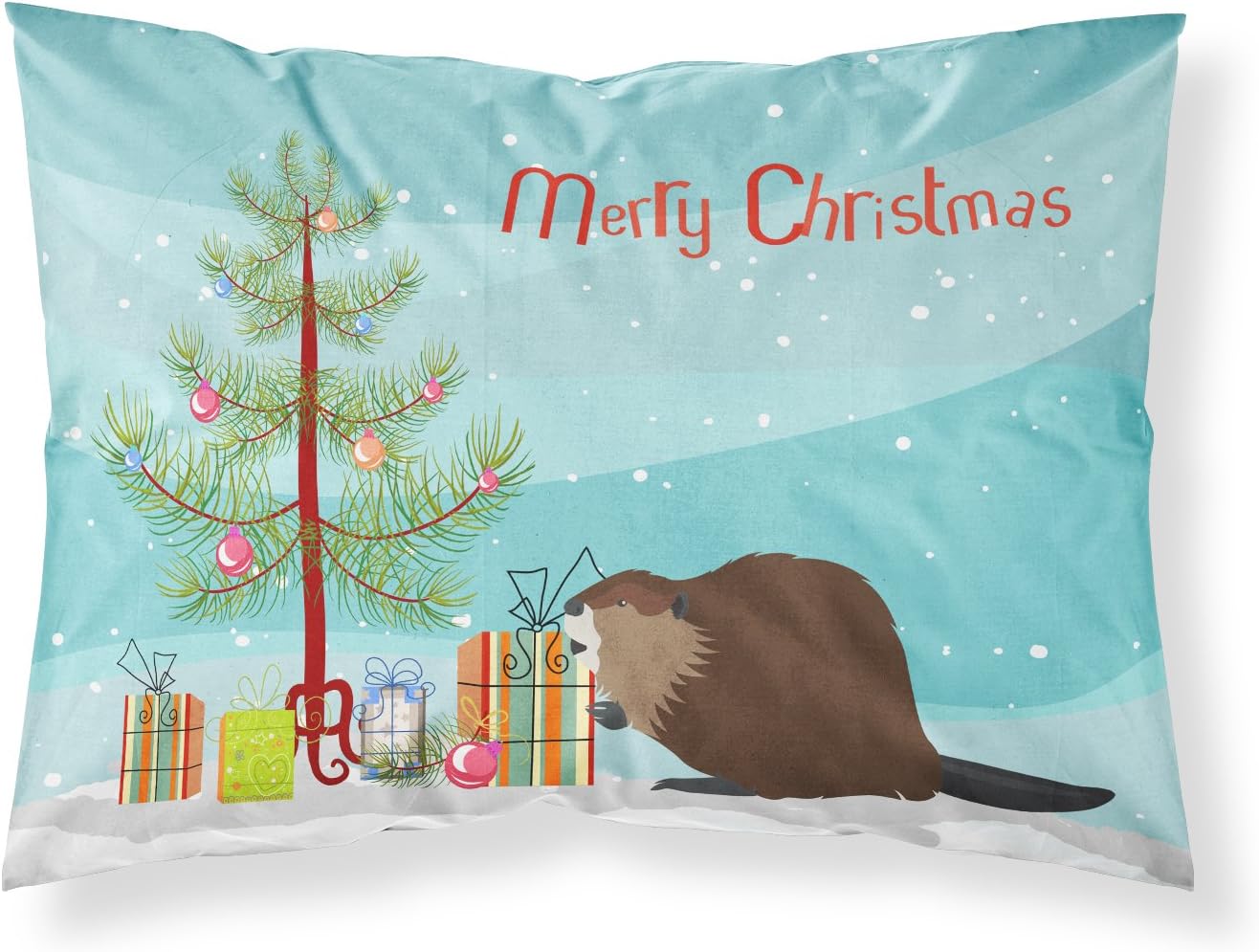 Caroline's Treasures BB9190PILLOWCASE Ankole-Watusu Cow Christmas Fabric Standard Pillowcase, Teal Lightweight Super Soft Easy Care Decorative Artwork Pillowcase, Standard
