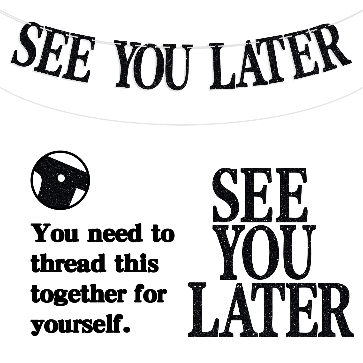 "See You Later Alligator" Glitter Banner - Funny Retirement Goodbye Party Decoration, Gold
