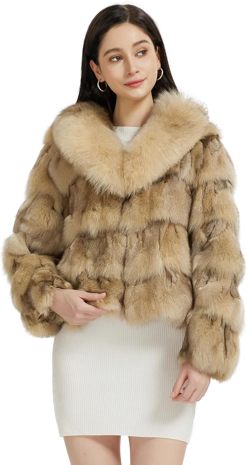 Fur Story Women's Genuine Fox Fur Coat Thick Warm Fur Jacket Winter coat