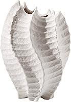 BUICCE Large Off White Ceramic Coastal Vase - Modern 9.5" Decorative Flower Vase for Home Office, Pampas Grass Holder