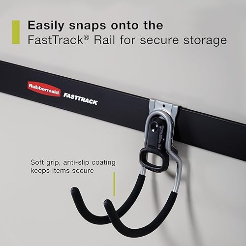 Miniatura 4 de Rubbermaid FastTrack - Gancho de pared para garaje, soporte de pared para herramientas y colgador de herramientas resistente para el hogar, garaje