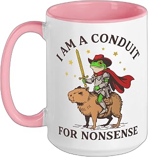 I Am A Conduit For Nonsense Cowboy Frog Ceramic Mug, Pink/White, 15oz