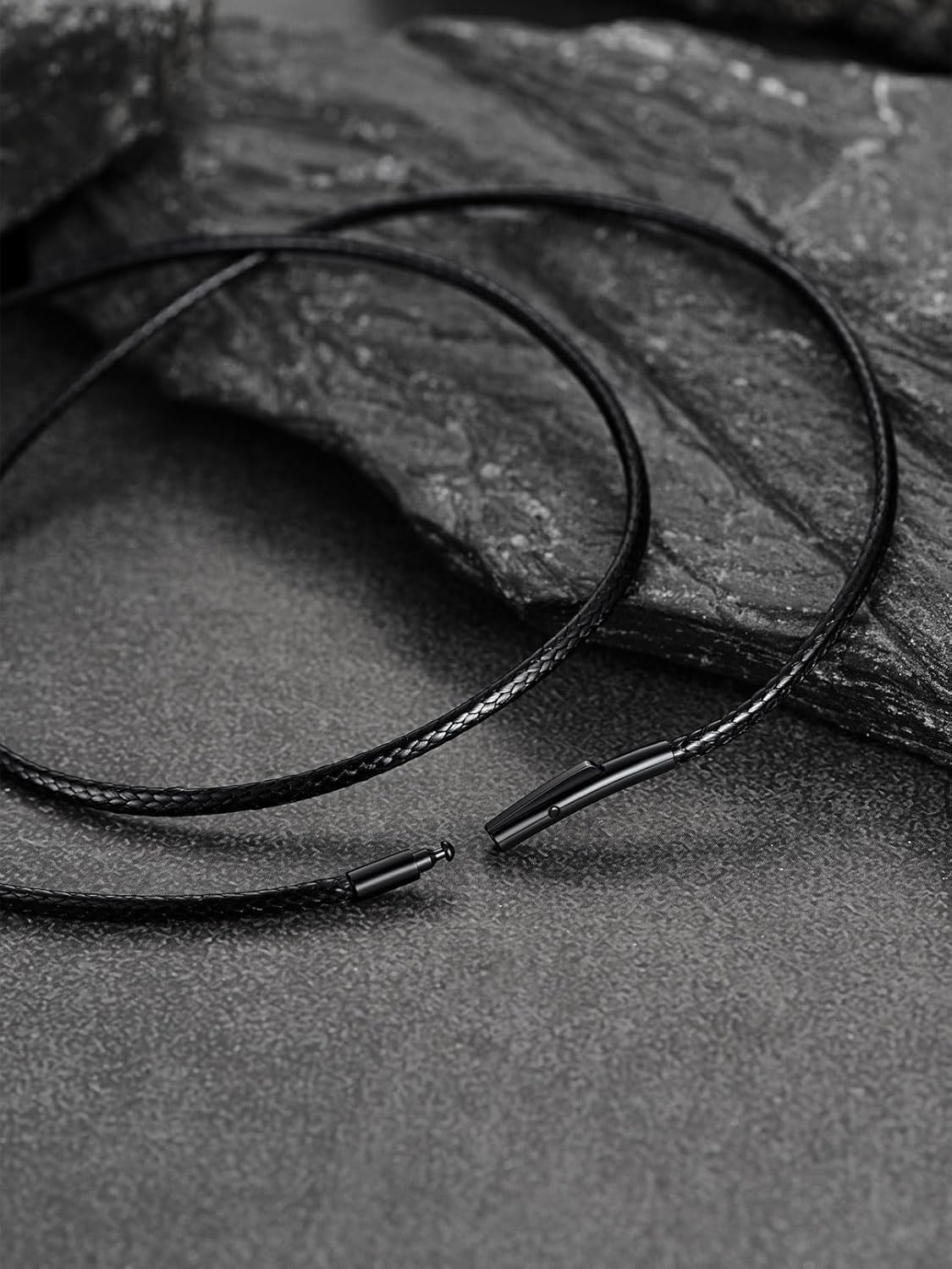 FaithHeart Braided Leather 2MM/3MM Necklace Cord for Men with Stainless Steel Snap Clasp, Waterproof Woven Wax Rope Chain for Pendant with Delicate Gift Box - Image 8