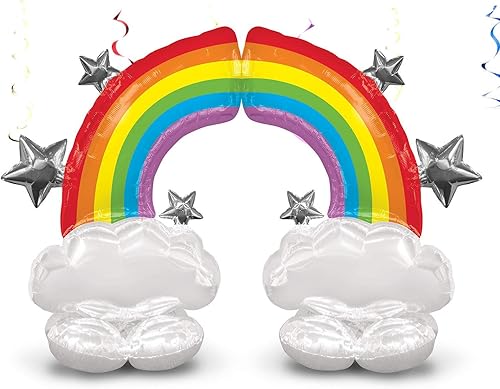 Miniatura 2 de Anagram 4246211 Globo de fiesta de Mylar de aluminio arcoíris Airloonz, 52 pulgadas, multicolor, paquete de 1