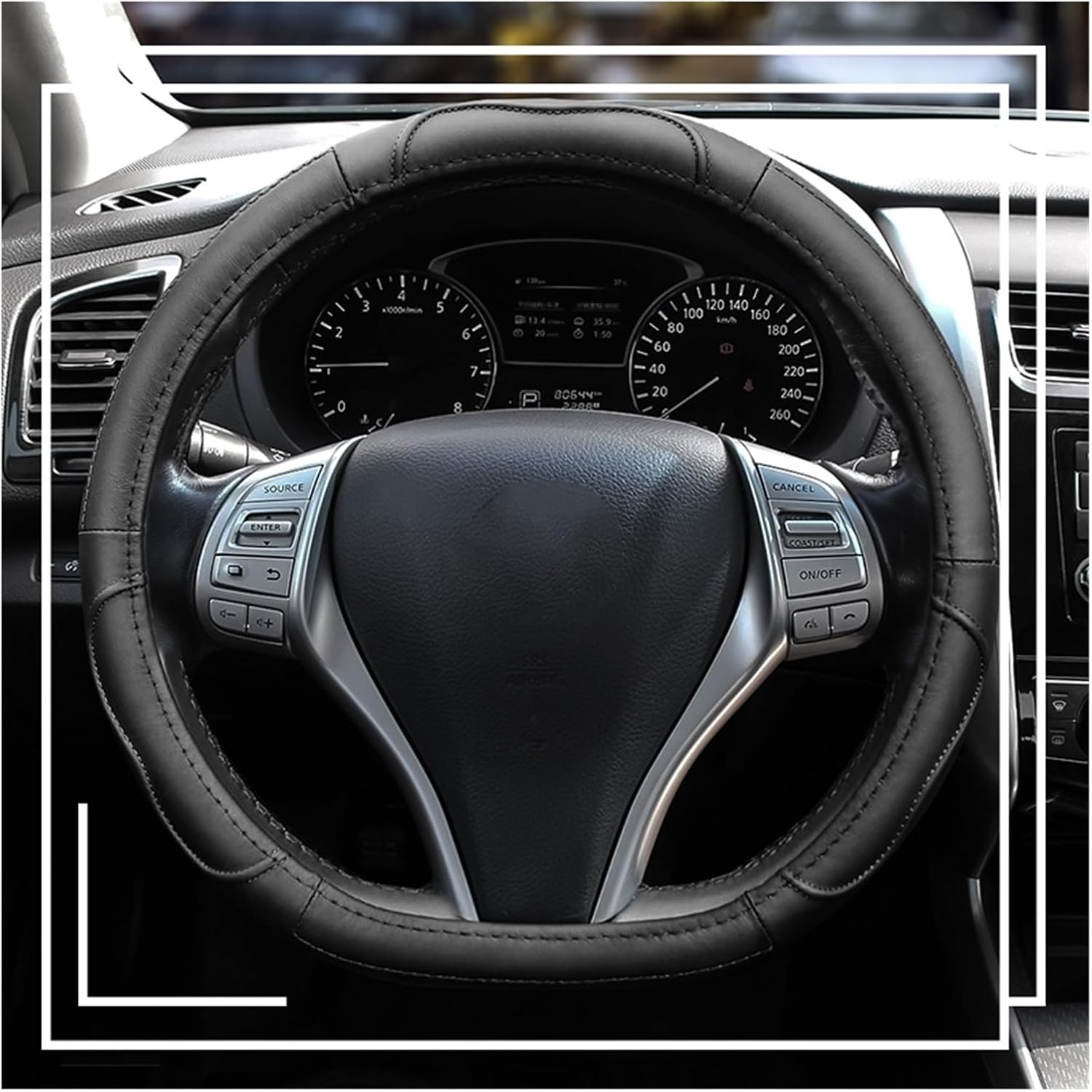 Car Steering Wheel Cover for D Type Car Steering Wheel Cover Leather Renewal Accessory Soft and Lightweight Strong Grip (Color : 1#)