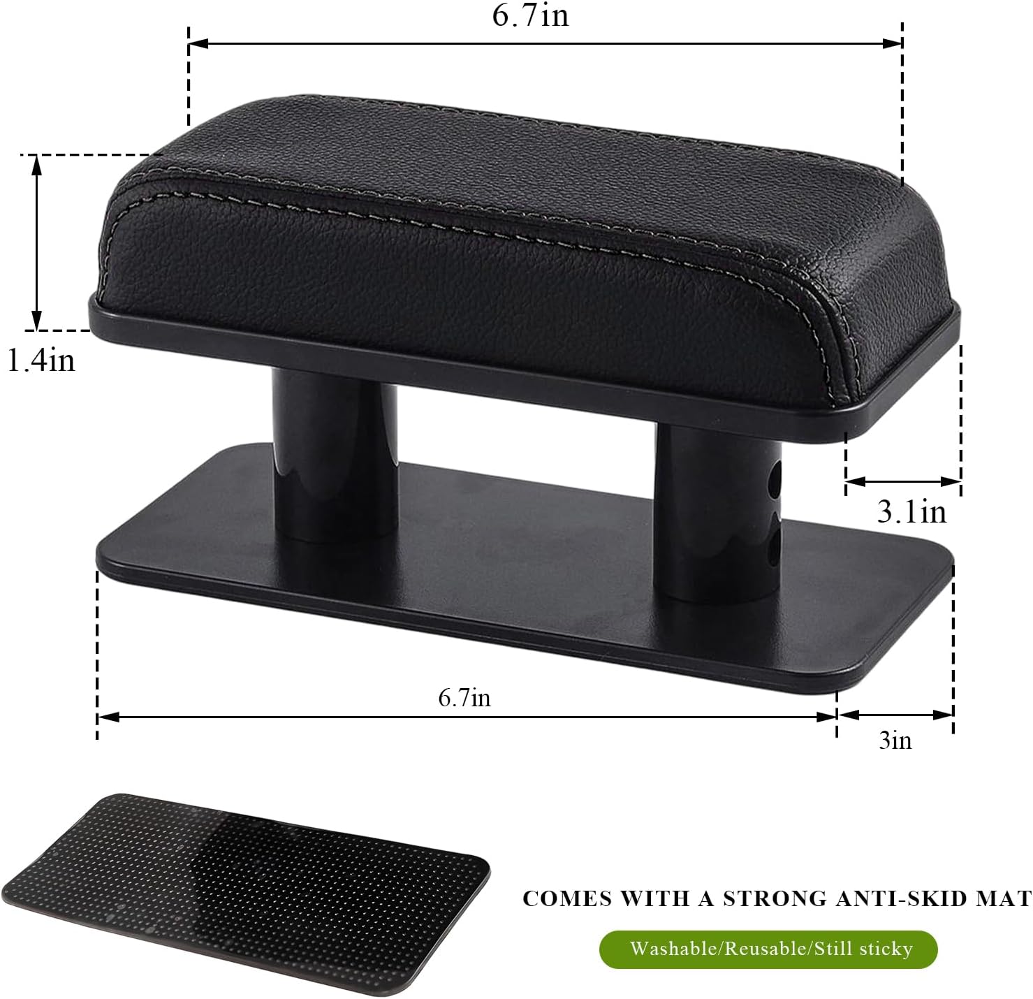 Car Armrest Pad, Adjustable Height Left Elbow Support Anti-Fatigue Car Door Arm Rest Cushion, Leather Central and Side Booster Pad Relieve Driver's Arm Fatigue, Car Accessories (Black)