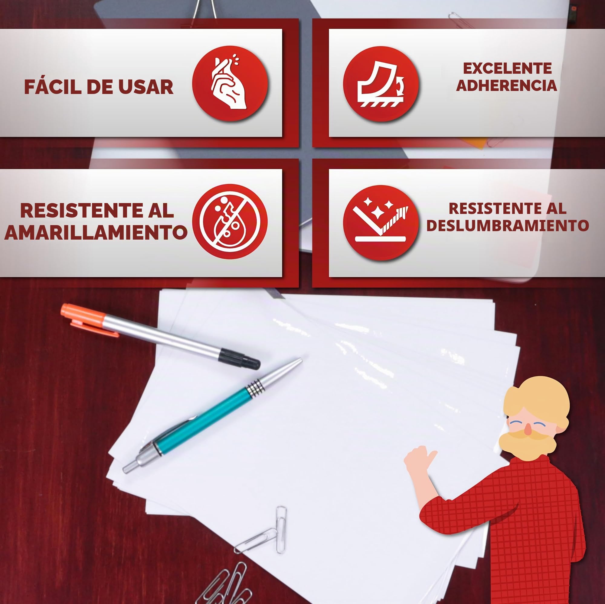 XFasten Láminas de Plastificar Autoadhesivas, 9 x 12 Pulgadas (Paquete de 50), 4.76 de Espesor