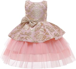 Vestido vestido de festa Paillette meninas laço tule aniversário casamento princesa concurso infantil meninas arco-íris (rosa, 12-18 meses)