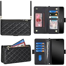 Case for iPhone 13 Pro Max/12 Pro Max Wallet with Strap,6.7",Black