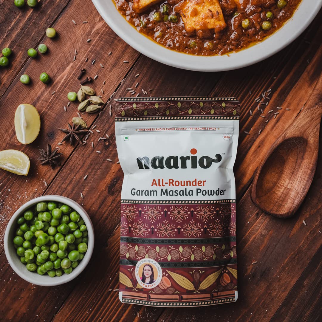 NAARIO Garam Masala biologico in polvere, ingredienti naturali al 100%, miscela perfetta di 12 spezie, delizioso, aromatico e saporito, lavorato naturalmente, 200 g (confezione da 2 * 100 g)