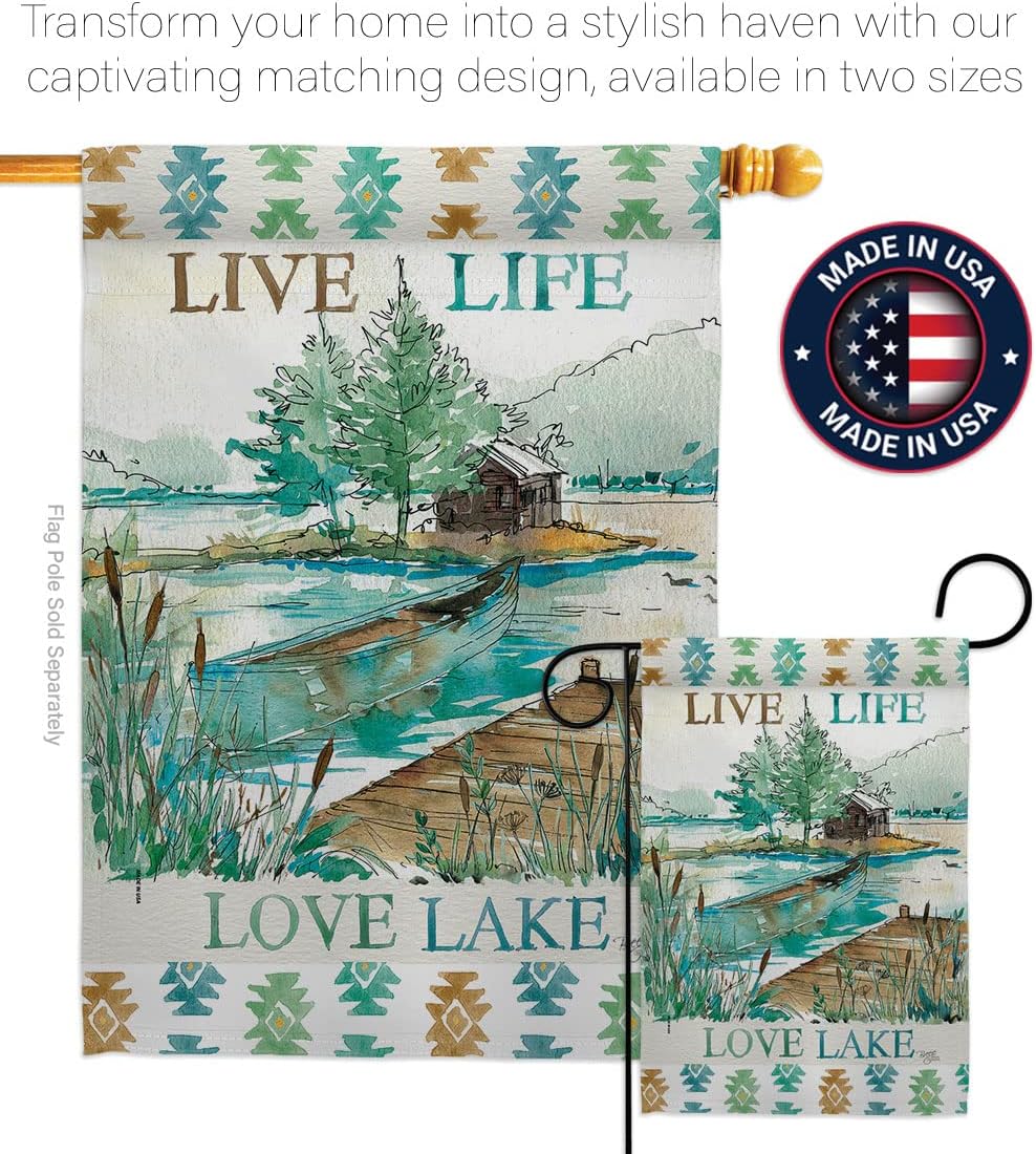 Breeze Decor H109072 Live Life Lake Vertical House Flag, 28" x 40", Multicolor