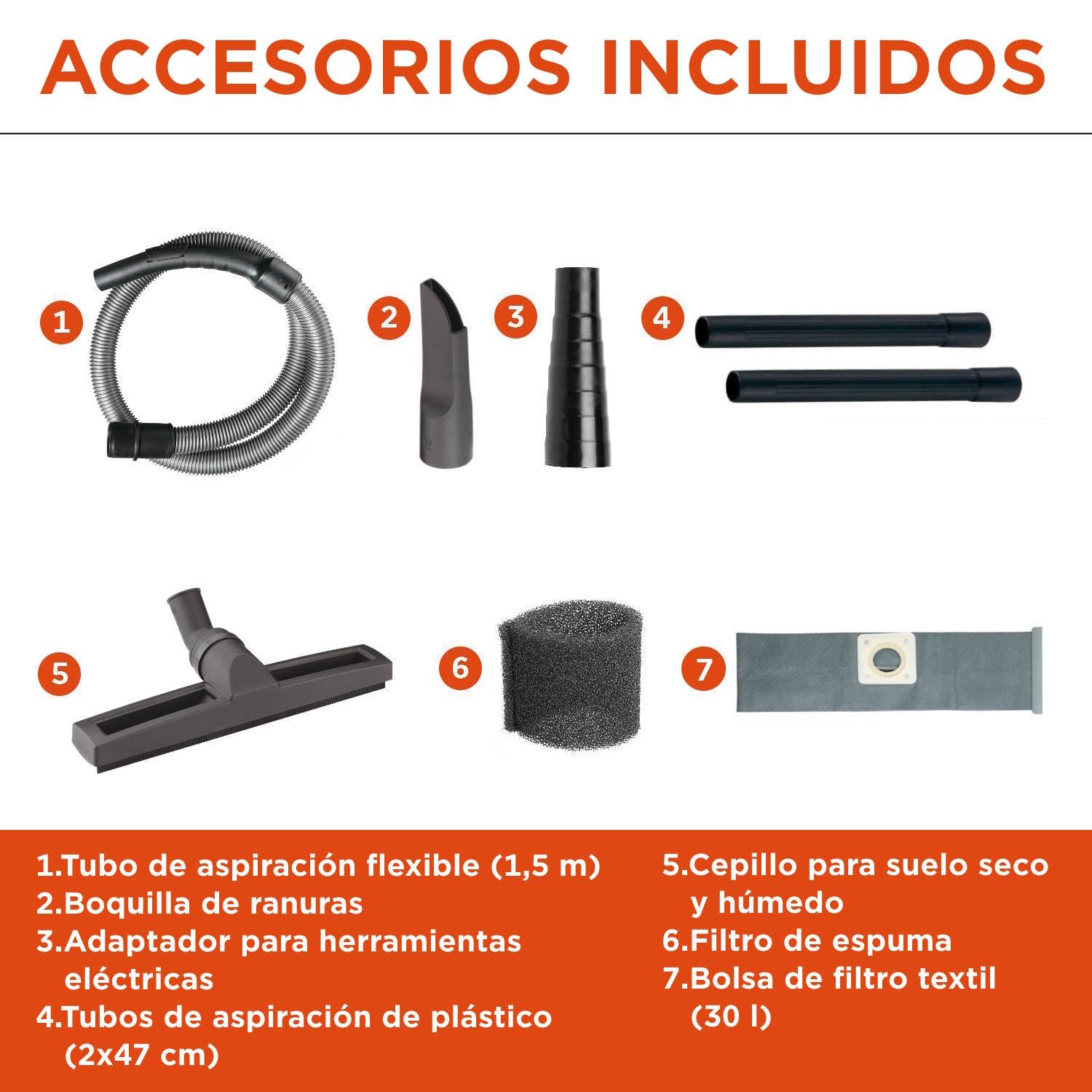 Black+Decker Aspirador Multiuso BXVC30XTDE de sólidos y líquidos con Toma para Herramientas eléctricas integrada (1600 W, 30 l)