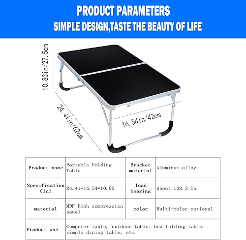 Miniatura 2 de Mesa plegable portátil  Pequeña mesa plegable al aire libre, adecuada para viajes, camping, playa, barbacoa, picnic, fiesta, patio (negro)
