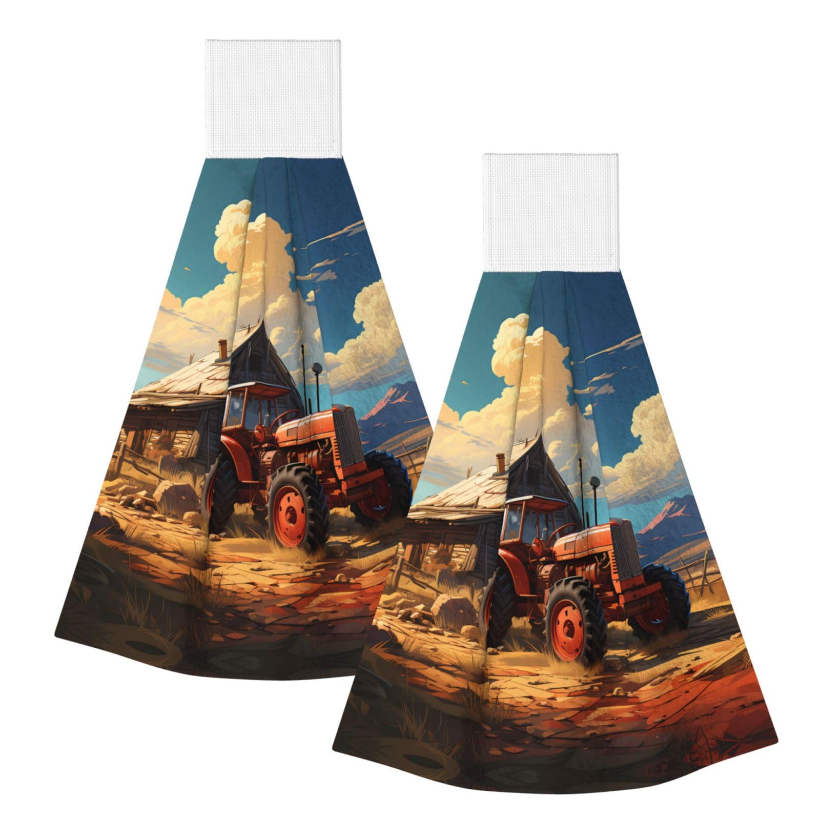 Farm Red Tractor Highly Absorbent Dish Towels Soft Coral Fleece Wipe