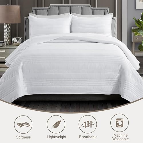 Miniatura 10 de Safonory Juego de edredón con costuras tamaño matrimonialqueen (verde oliva, 90 x 96 pulgadas)  Colchas de microfibra suave y ligera de verano