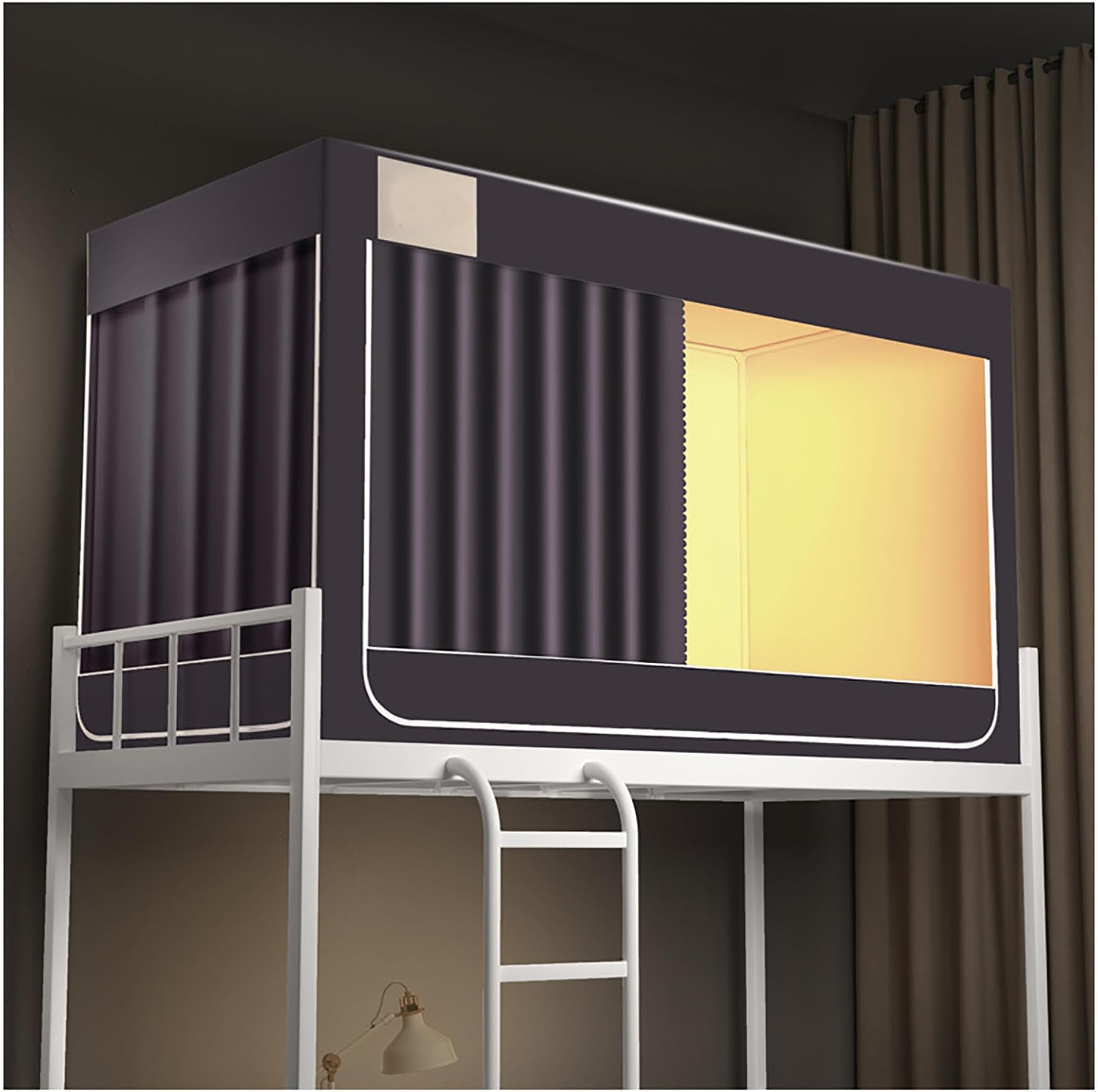 Bunk Bed Canopy Frame with 4 Corner Posts, Bed Tent with Blackout Curtains, Privacy Tent for Dorm Room, Twin Top Bunk Bed Canopy Frame