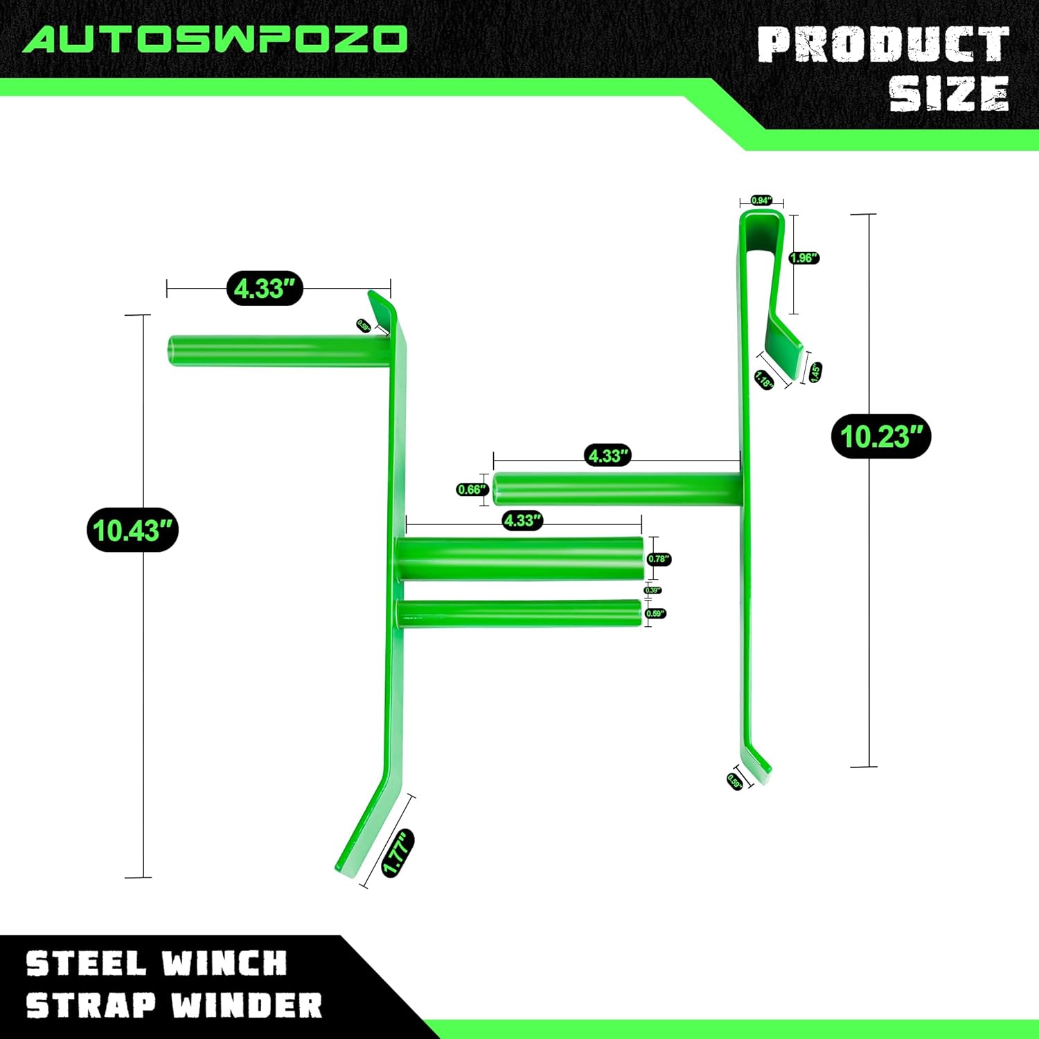 2 Pack Winch Strap Winder, Easy Speedy Hand Roller Strap Winder, Roll-up Flatbed Trailer Winch Straps up to 4" Wide, Strap Winder for Trucks, Trailers, Vans, Warehouses (Green)