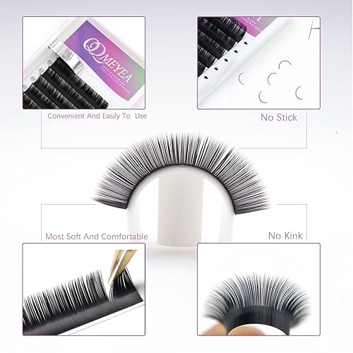 Miniatura 3 de QDMEYEA Extensiones de pestañas de 0.002 in, rizo D, extensiones de pestañas clásicas con volumen y longitud de 0.315 pulgadas, pestañas
