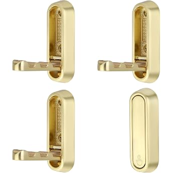SYZOW Pack of 4 Foldable Wall Hooks Headphones Wall Mount Folding Hooks 90  Foldable Wall Hooks Clothes Hooks Folding Hooks Wall Towel Hooks for Wardrobe Bathroom Kitchen Gold