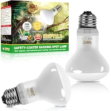 LUCKY HERP New Upgrade 50W Reptile Heat Lamp Bulb 3rd Gen, Safer, Amphibian Basking Spot Light Bulb, UVA Reptile Daylight Bulb for Turtle, Bearded Dragon, Lizard Heating Use 2 Pack