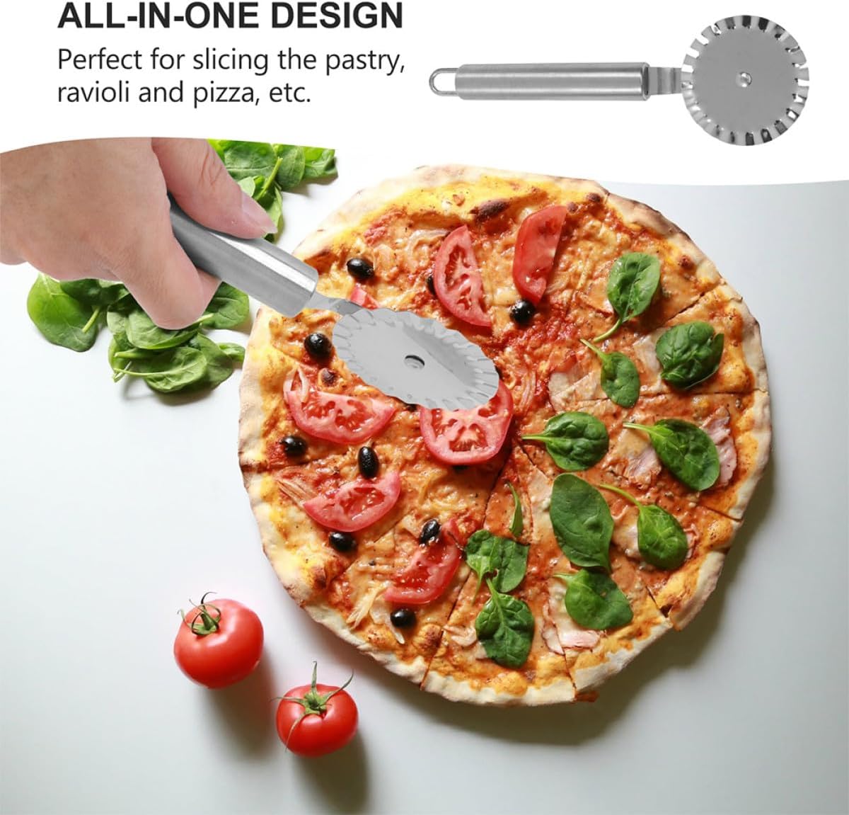 2pcs Stainless Steel Pizza and Cake Cutter Wheels, Sharp Rolling Slicers for Kitchen, Sturdy Silver Pizza Cutting Tools Suitable for Baking and Food Preparation