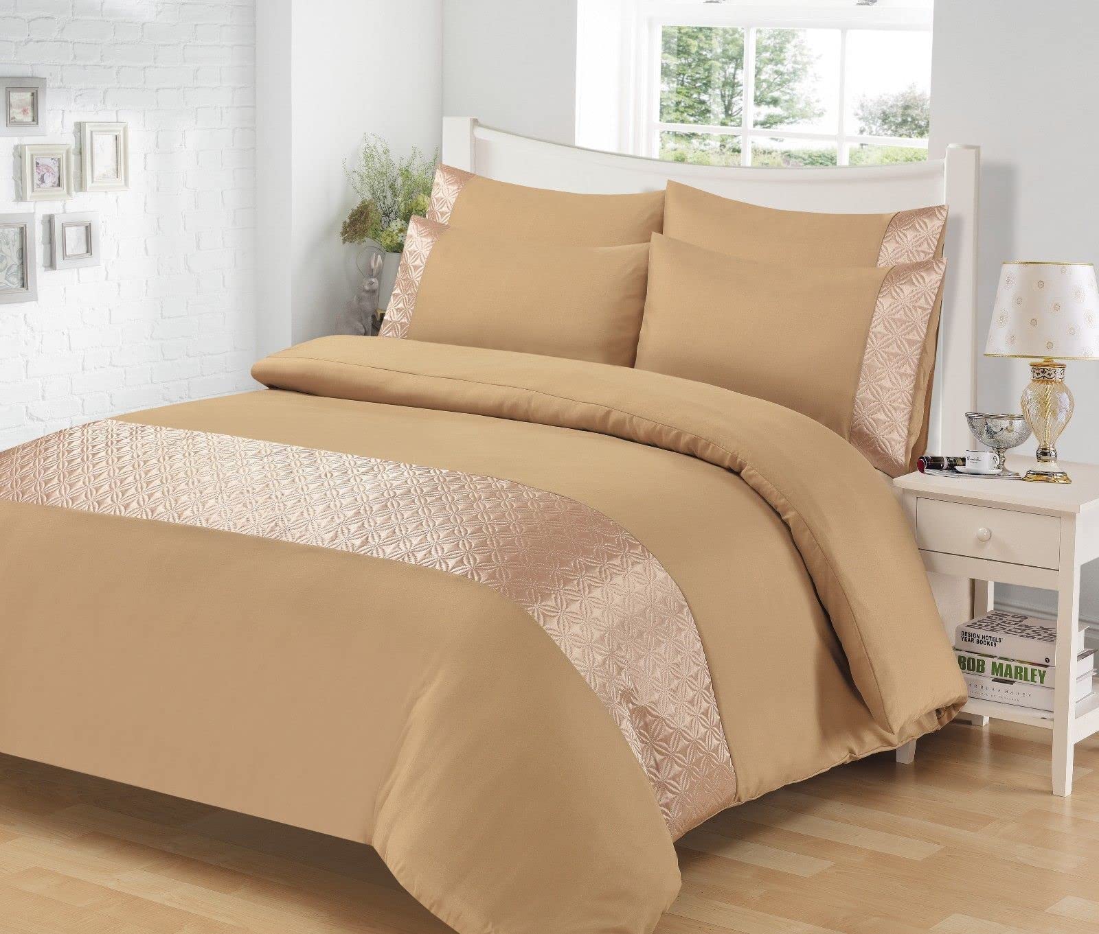 Axcent Comfort Ellipse Geometric Panel Mink Double Duvet Cover Luxury Soft Microfibre Polyester Duvet Cover with 2 Pillowcases Designer Bedding Covers Sets