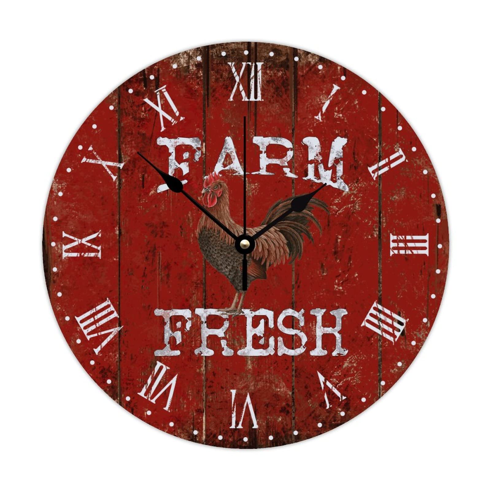 Horloge murale de qualité en quartz avec cadran coq en bois